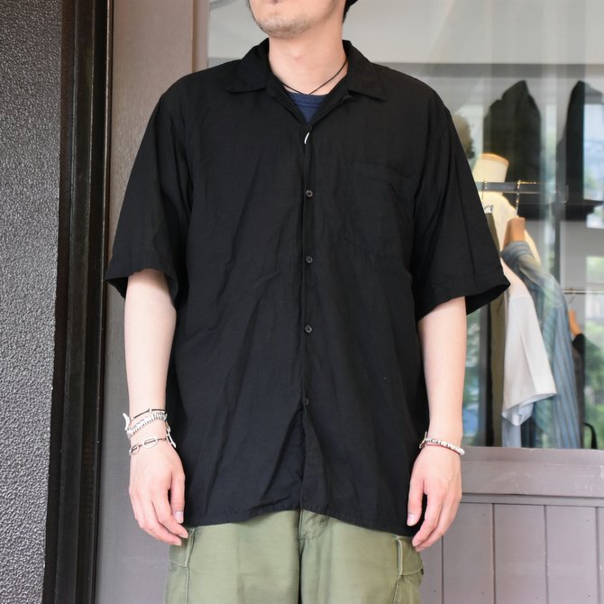 【2020 SS】COMOLI (コモリ) ベタシャンオープンカラーシャツ#R01-02011 -BLACK-(1)