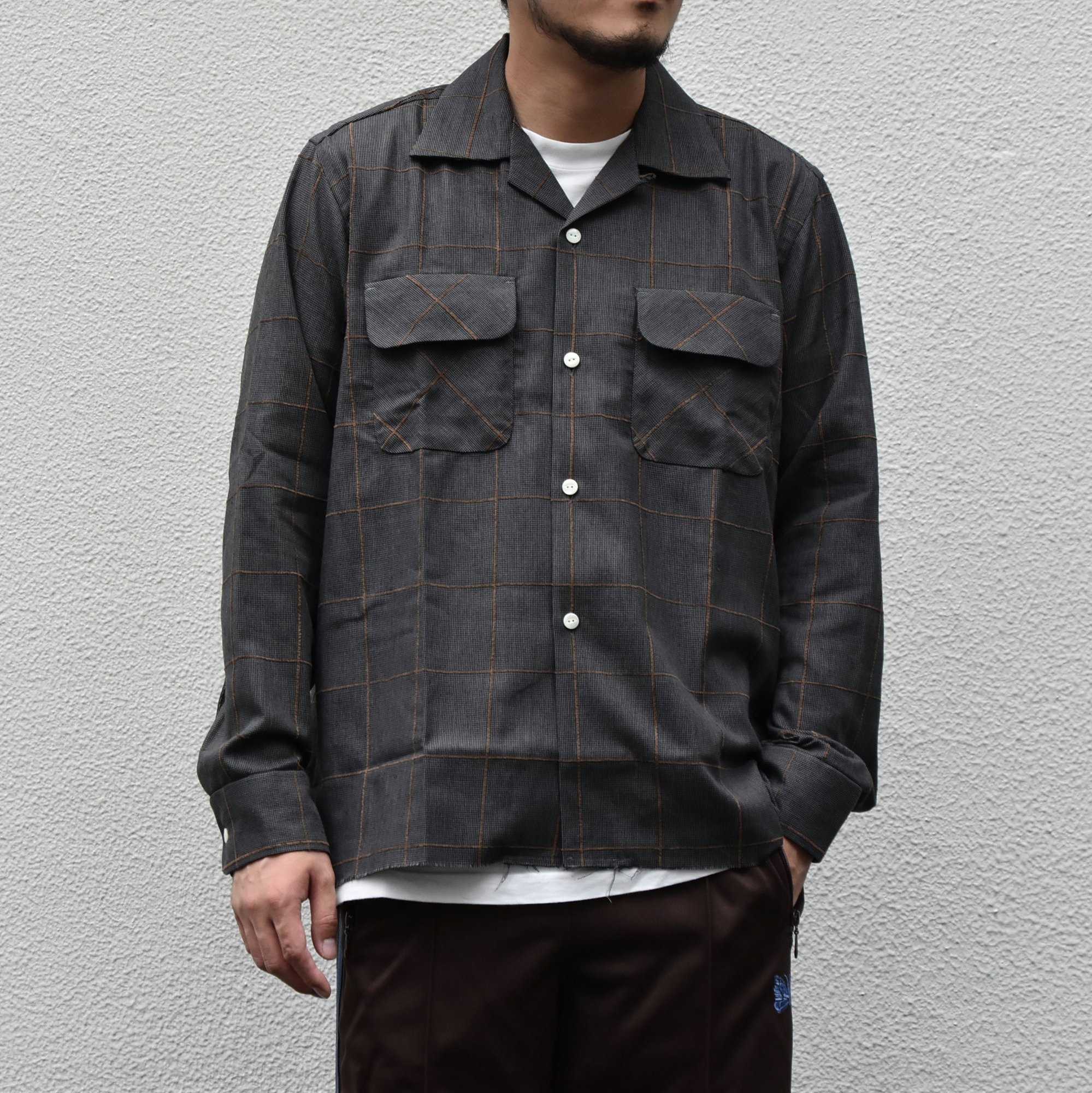NEEDLES(ニードルス) C.O.B Classic Shirt -C/Pe/R Plaid Twill-GRAY #HM206(1)