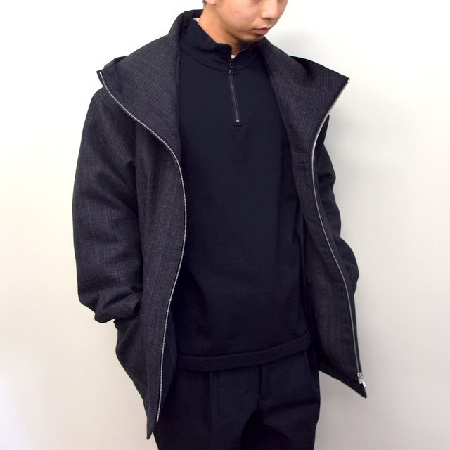 AURALEE(オーラリー)/ BLUEFACED WOOL DOUBLE CLOTH ZIP HOODIE -MIX CHARCOAL- #A20AB02BN(1)