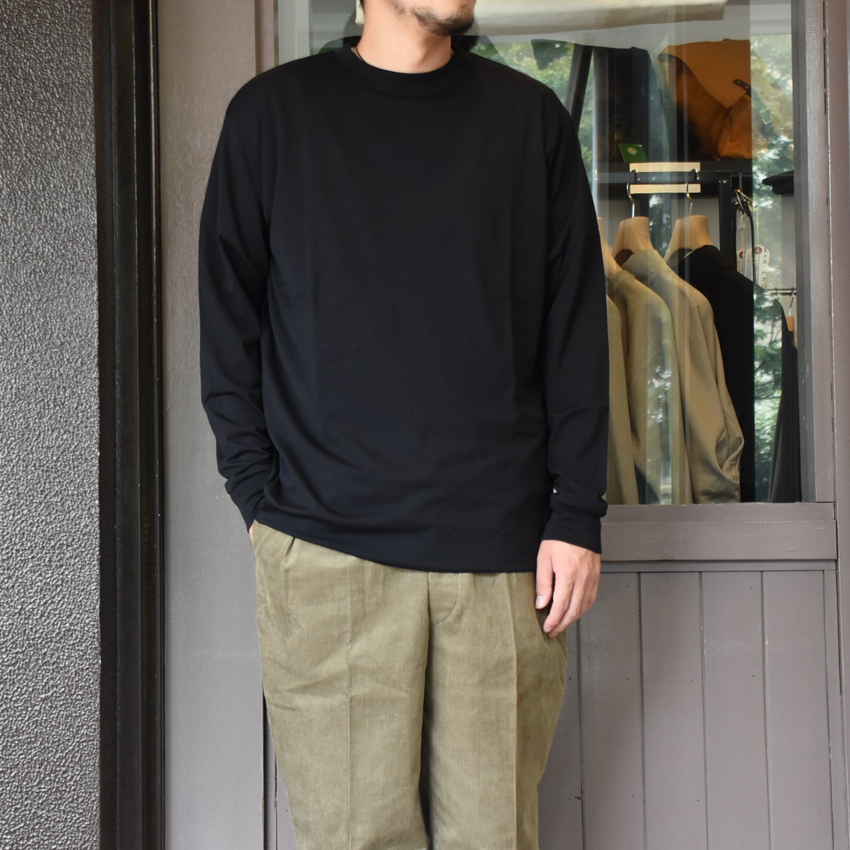 【2020】COMOLI (コモリ) ダブルレイヤーL/Sクルー#S03-05002 -NAVY-(1)