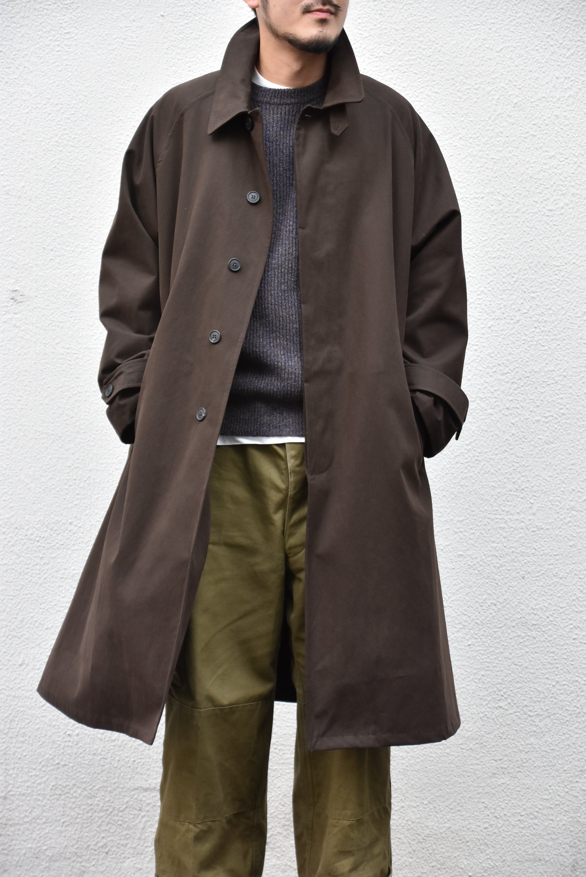 Cristaseya(クリスタセヤ)/ COTTON OVERSIZED TRENCH WITH LEATHER PATCH -BROWN- #01KA-CO-BR(1)