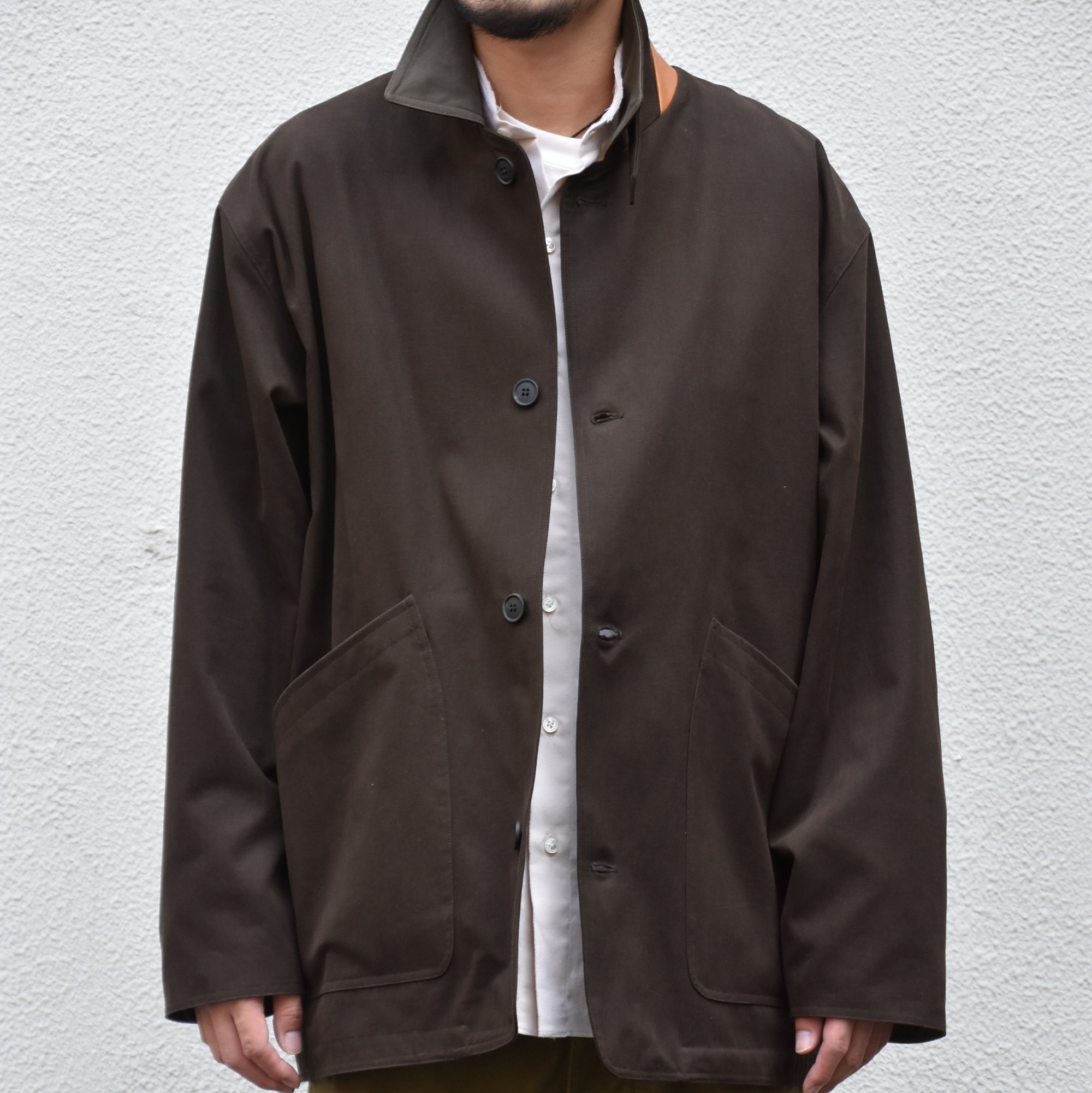 【2020】 Cristaseya(クリスタセヤ)/ COTTON OVERSIZED BLOUSON WITH LEATHER PATCH -BROWN- #07KA-CO-BR(1)