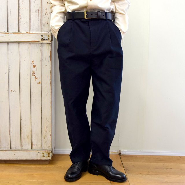 FRANK LEDER(フランクリーダー)/ MOLESKIN 2TUCK TROUSERS -NAVY- #0723026(1)