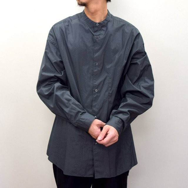 Graphpaper (グラフペーパー)/ BROAD OVERSIZED L/S BAND COLLAR SHIRT -CHARCOAL- #GM211-50111B-GR(1)
