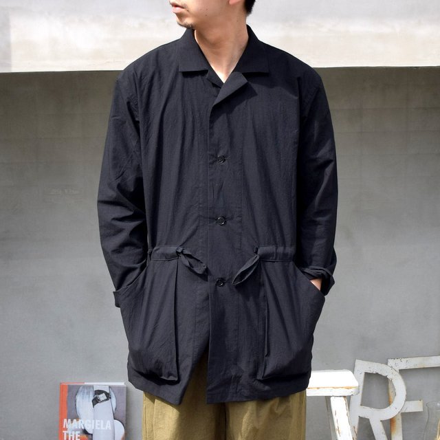 FRANK LEDER(フランクリーダー)/TRIPLE WASHED THIN COTTON SHIRT JACKET WITH DRAWSTRING -BLACK- #0916082(1)