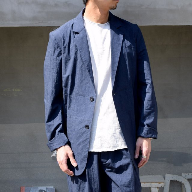 FRANK LEDER(フランクリーダー)/ TRIPLE WASHED THIN COTTON 2B JACKET -NAVY- #0912085-39(1)