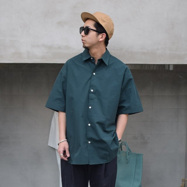 STUDIO NICHOLSON(スタジオニコルソン)/ SORONO POWDER COTTON OVERSIZED S/S SHIRTS -WAKAME- #SNM-567(1)