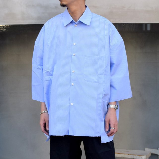 CAMIEL FORTGENS(カミエル フォートゲンス)/ RESEARCH DOUBLE SHIRT SHIRT COTTON -BLUE STRIPE- #11.11.06(1)