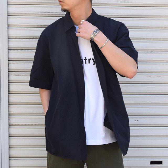 YAECA(ヤエカ) コンフォートシャツ ワイドスクエア S/S #11139NVY(1)