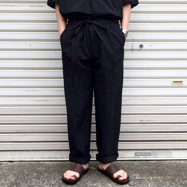 FRANK LEDER(フランクリーダー)/ TRIPLE WASHED THIN COTTON DRAWSTRING TROUSERS -BLACK- #0913090-99(1)
