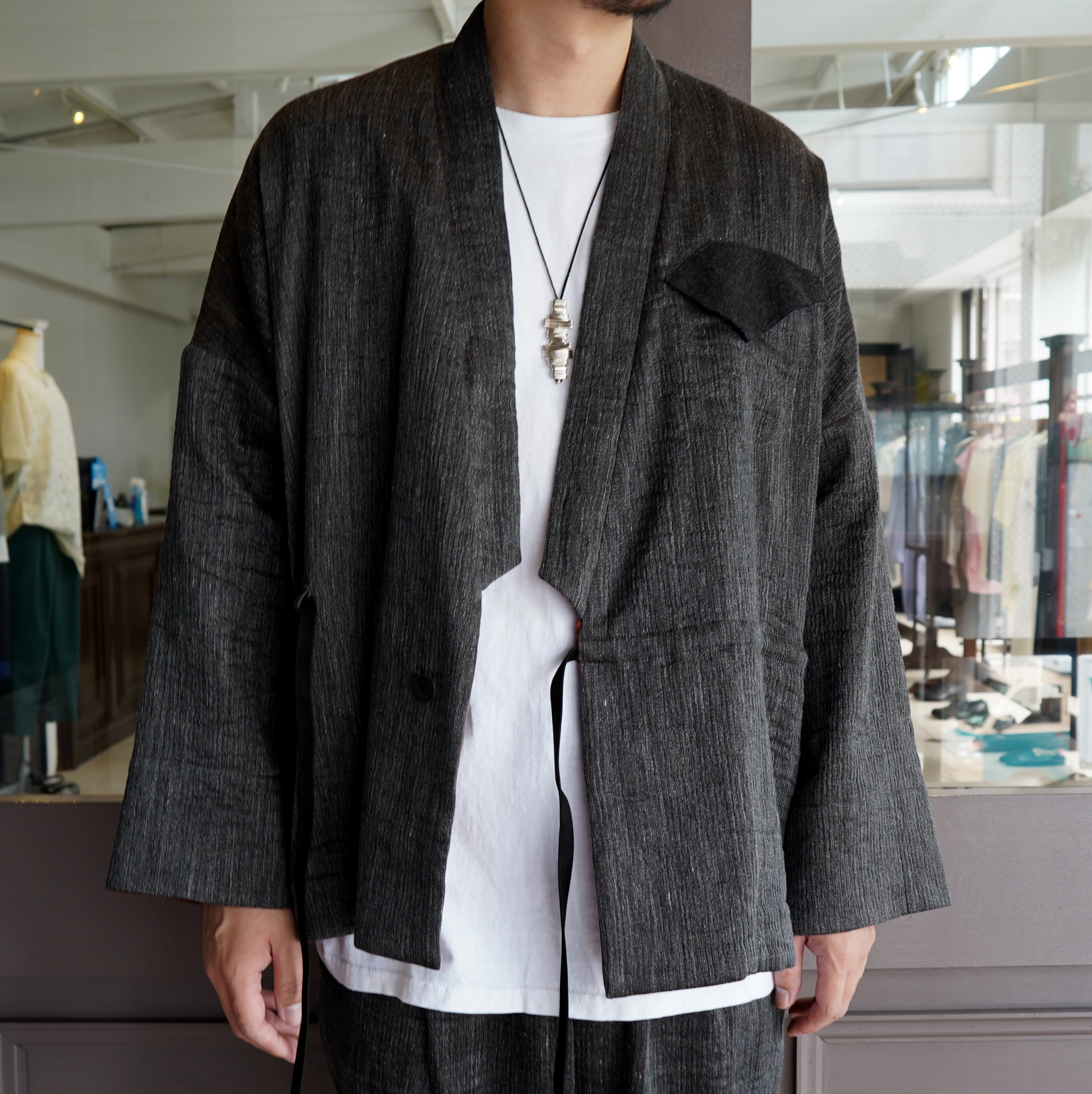 amachi.(アマチ) Rikyu Jacket-Charcoal×Red wood- #AY9-9(1)