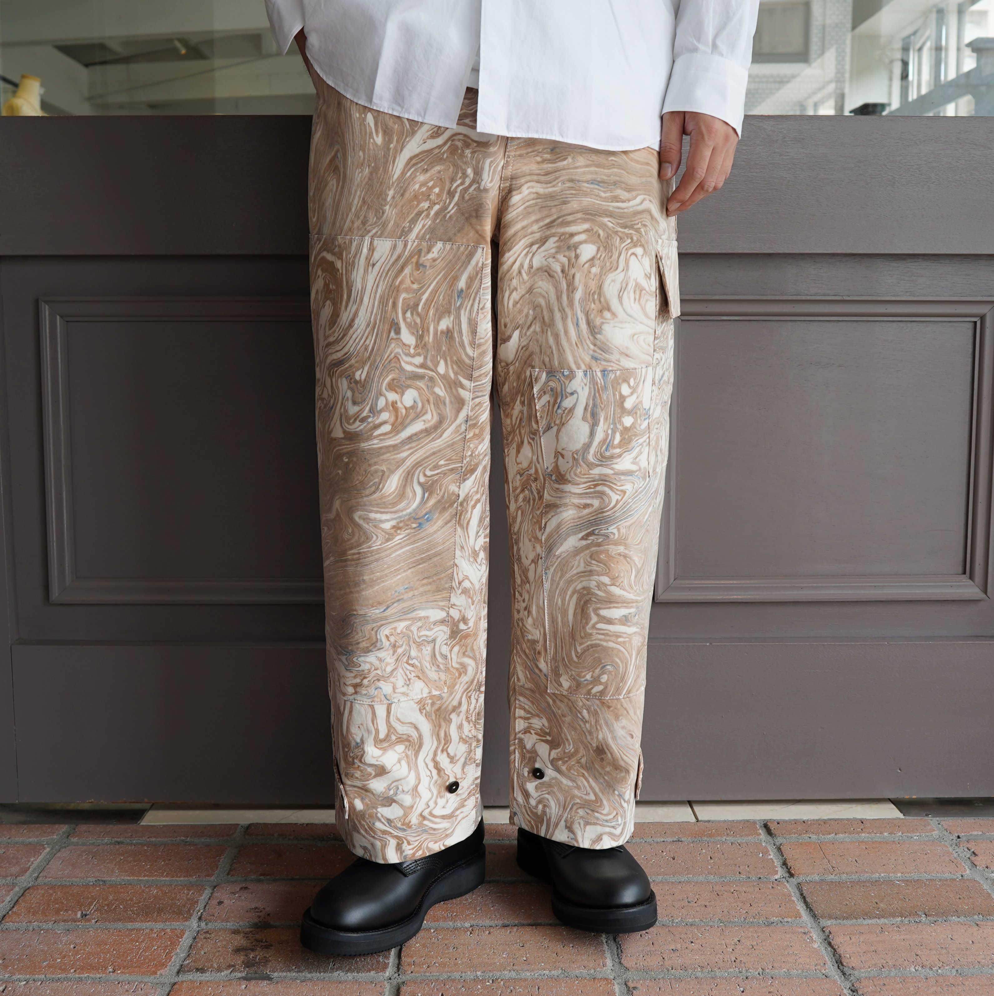 amachi.(アマチ) Double Knee Cargo Pants -Blue Beige Marble- #AY9-20(1)