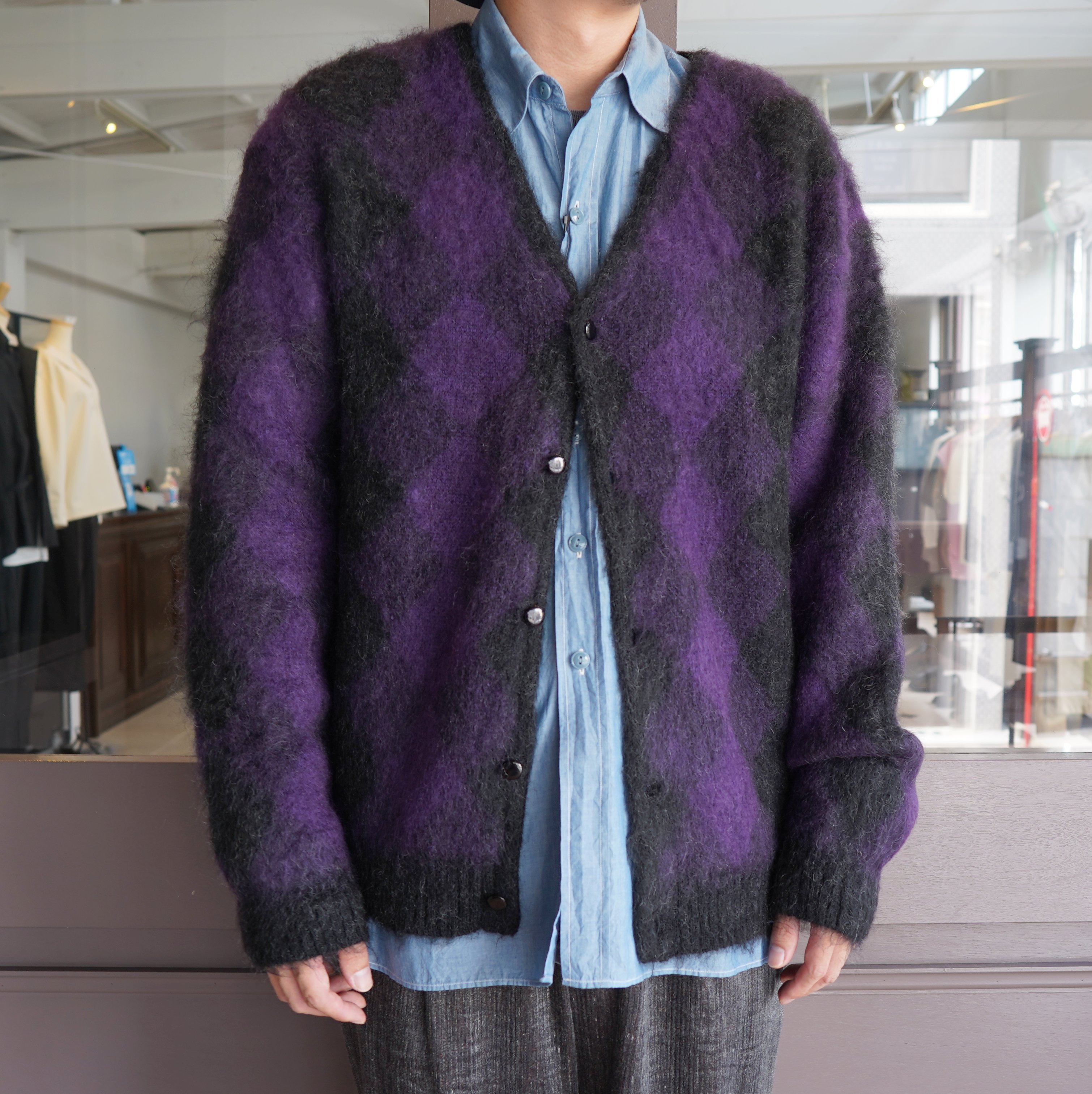 NEEDLES(ニードルズ)/MOHAIR CARDIGAN - DIAMOND -CHARCOAL- #JO257(1)