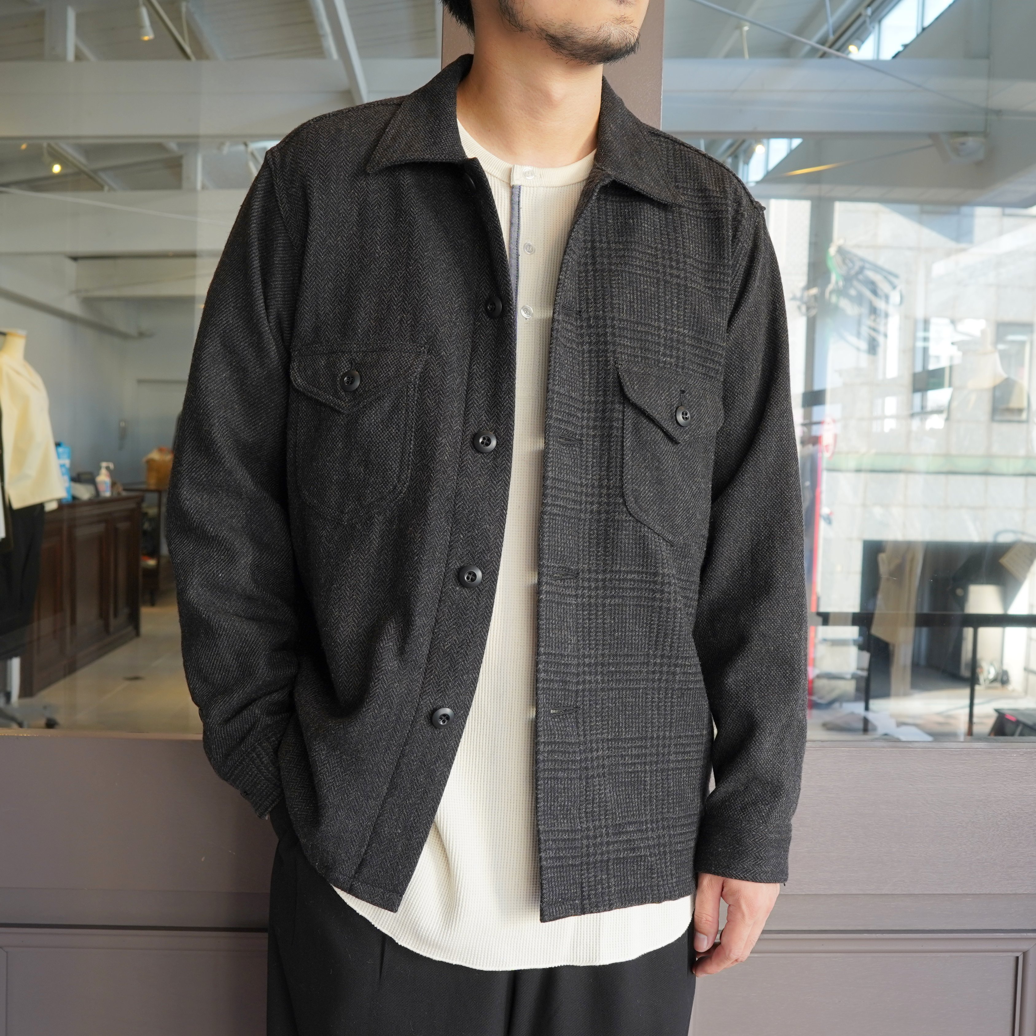 South2 West8(サウスツーウエストエイト)/Smokey Shirt TWEED/CRAZY PATTERN -CHARCOAL- #JO792(1)
