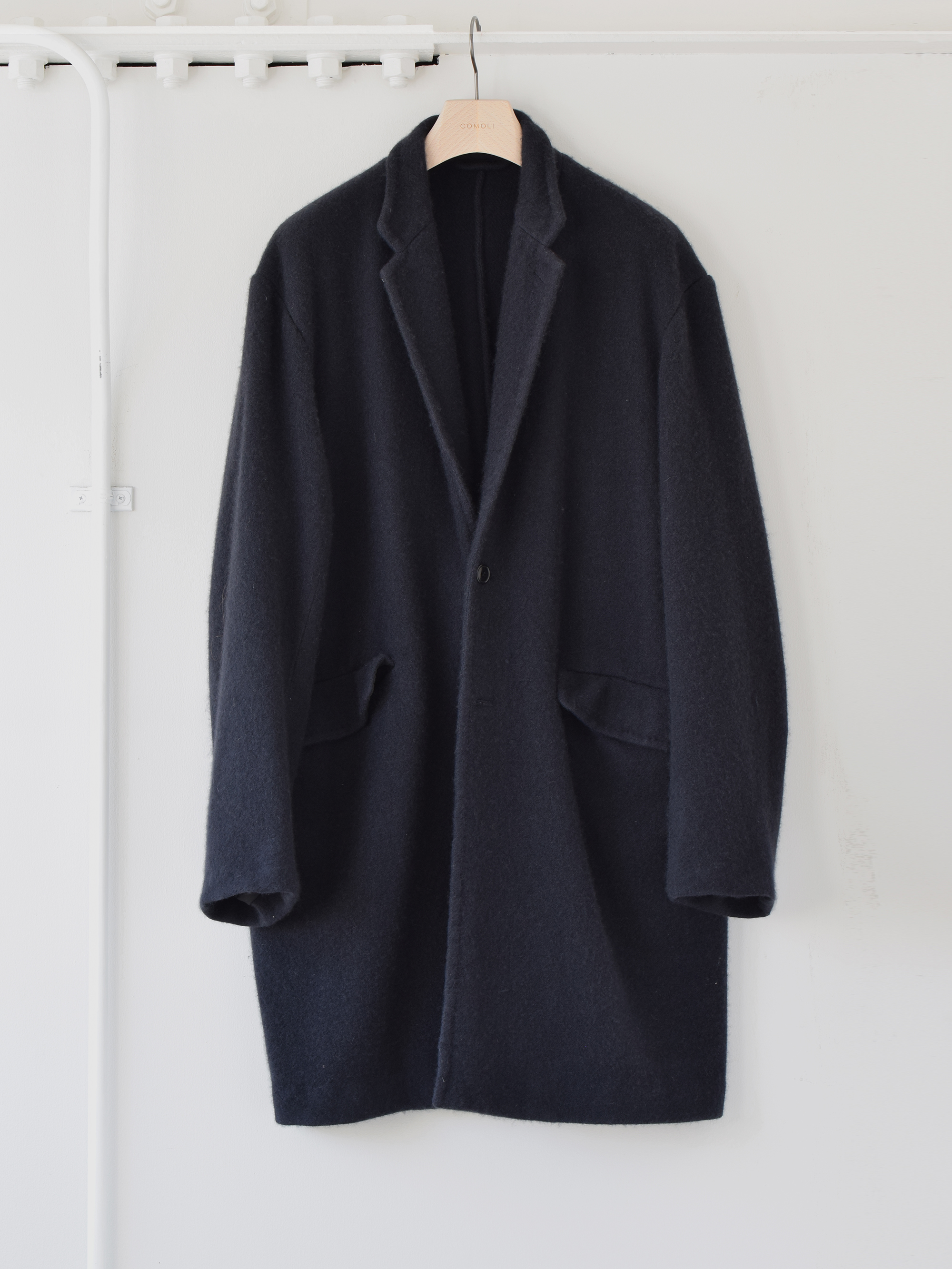 COMOLI (コモリ)/ 製品染カシミヤチェスターコート -NAVY- #U03-04006 (1)