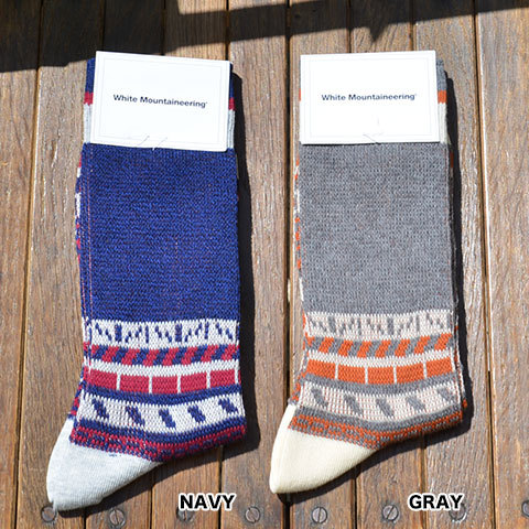 White Mountaineering(zCg}EejAO) Cotton Jacquard Abstract Pattern Middle Socks(2)