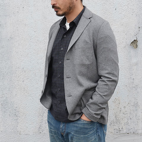 Harris Wharf London (ハリスワーフロンドン) Man Jacket Interlock -(140)middle grey- (2)