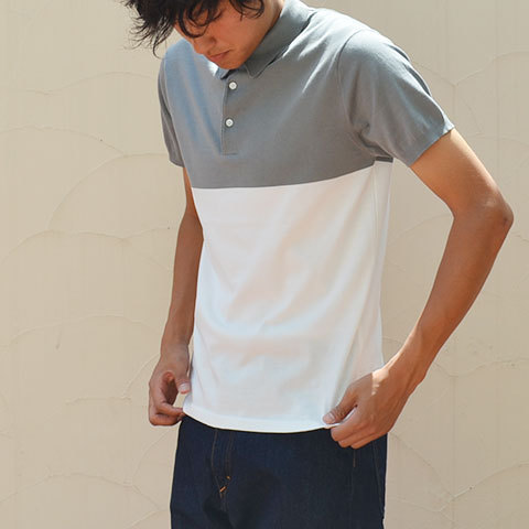 EEL products(イ―ルプロダクツ) G45POLO -(16)グレー×ホワイト- E-15631(2)