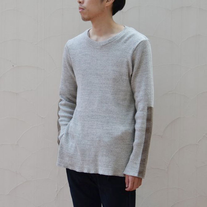 Honor gathering(Ii[MUO) LONG SLEEVE  MIX SLAB COTTON KNIT-MIX BEIGE(2)