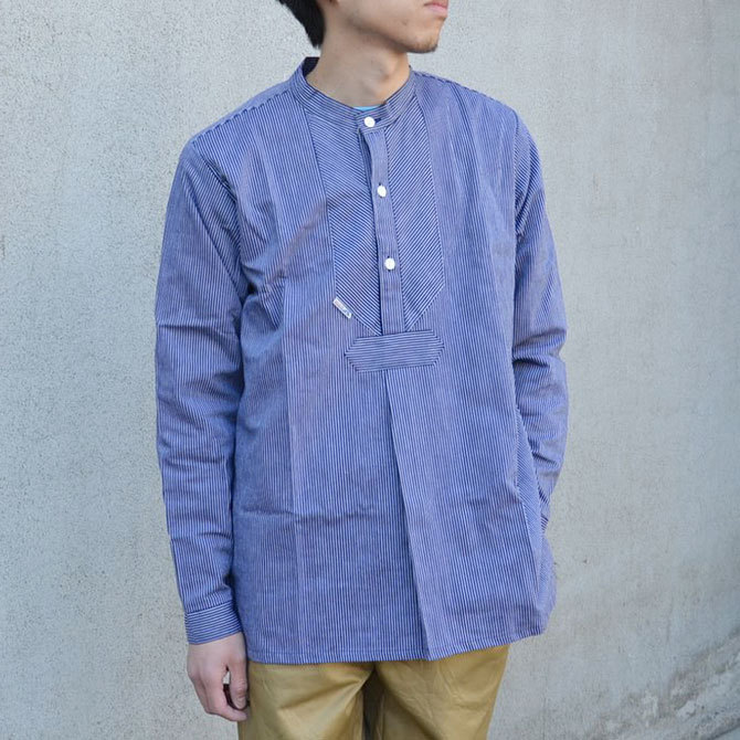 modAS(モダス) OLD GERMAN COTTON STRIPE PULLOVER FISHERMAN SHIRT -NAVY-(2)