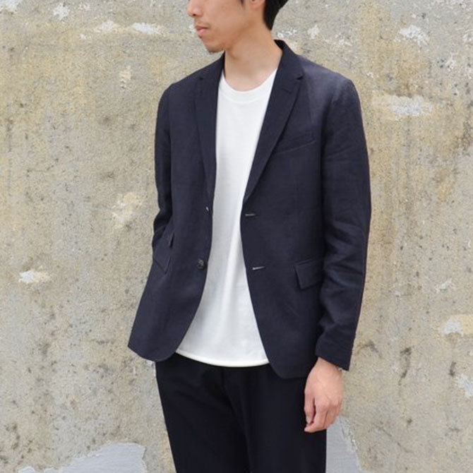 OLDMAN'S TAILOR(オールドマンズテーラ) 2Bリネンジャケット -NAVY-(2)