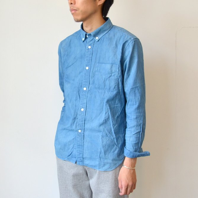 niuhans(ニュアンス) Natural Indigo Dye Oxford B/D Shirt -L.Indigo