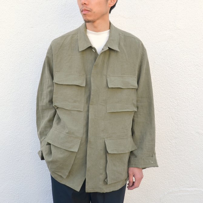 AURALEE(オーラリー)/ WASHED LINEN BIG FATIGUE JACKET -OLIVE GREEN- #A7SJ01LP(2)