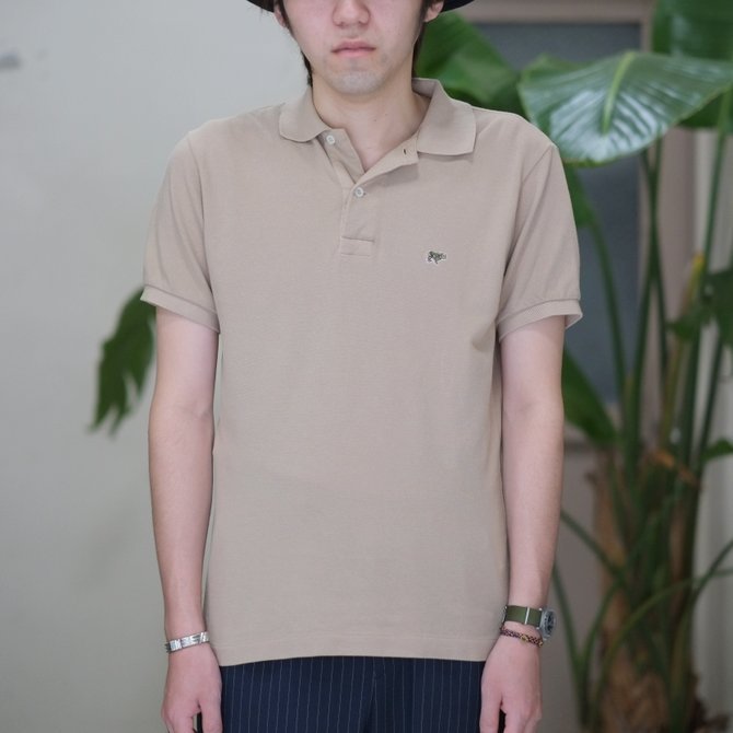 SCYE BASICS(サイベーシック) 40/1鹿の子ワンポイントポロシャツ -(42)BEIGE-(2)