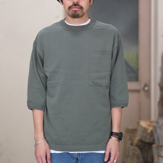 y2018 SSzcrepuscule(NvXL[) POCKET KNIT TEE 3/4   -Green- #1801-006(2)