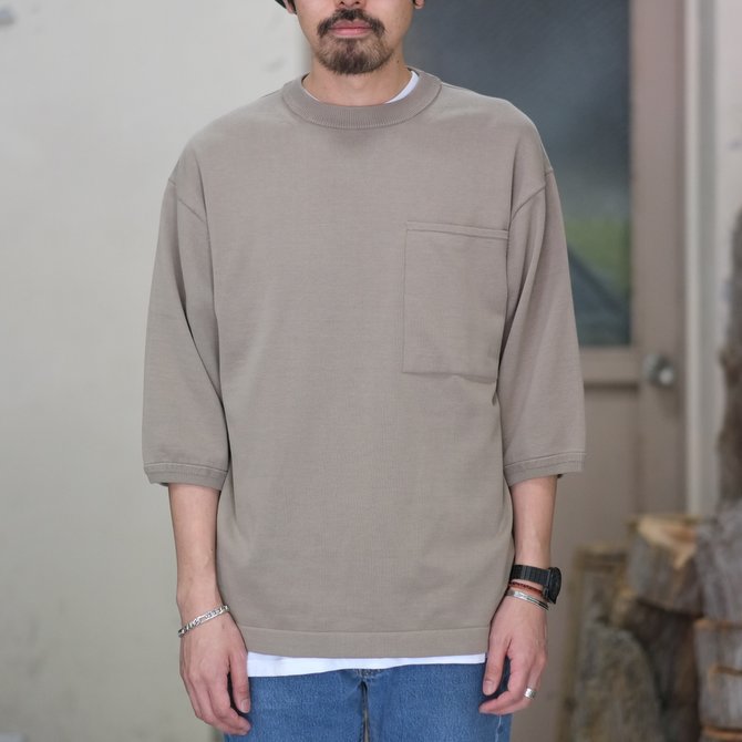 【2018 SS】crepuscule(クレプスキュール) POCKET KNIT TEE 3/4 -Gray Beige- #1801-006(2)