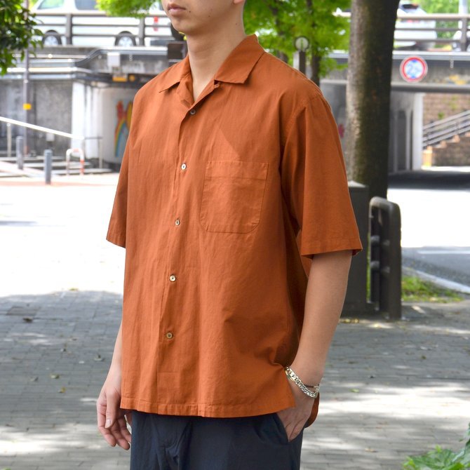 【2018 SS】 MARKAWARE(マーカウェア)/ OPEN COLLAR SHIRTS S/S -BROWN- A18A-12SH01B(2)