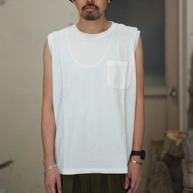 【2018 SS】COMOLI (コモリ) コットンシルク裏毛ノースリーブ -WHITE- #M01-05007(2)