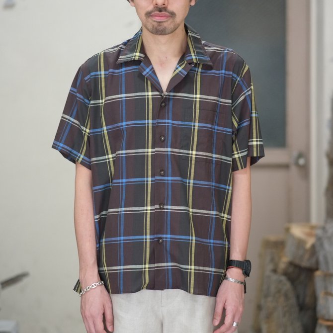 INDIVIDUALIZED SHIRTS(CfBrWACYhVc)/ Check Camp Collar Shirt S/S (AthleticFit) -BROWN CHECK- #IS1812119(2)