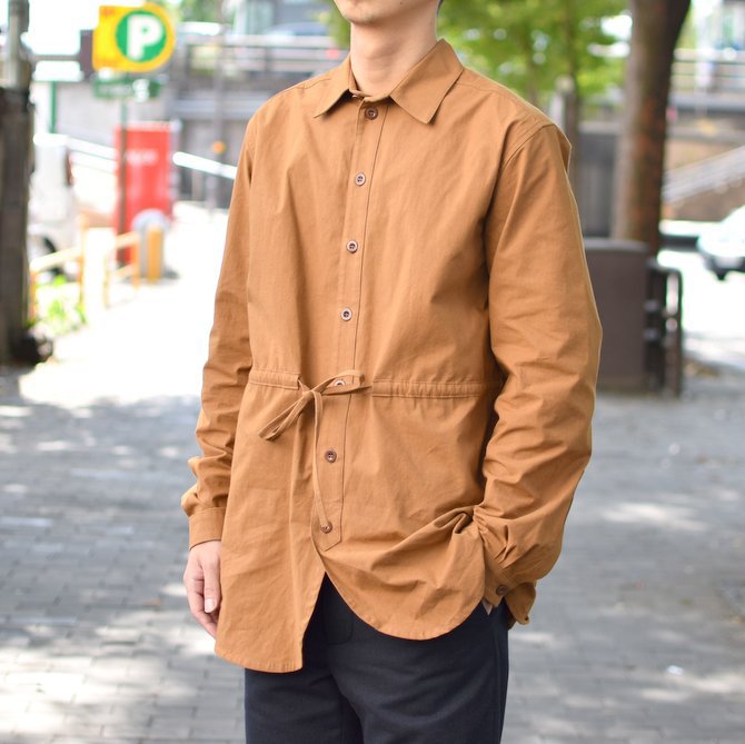 【40% OFF SALE】 FRANK LEDER(フランクリーダー)BRUSHED COTTON SHIRT + DRAWSTRING BROWN 0426029-89-S(2)