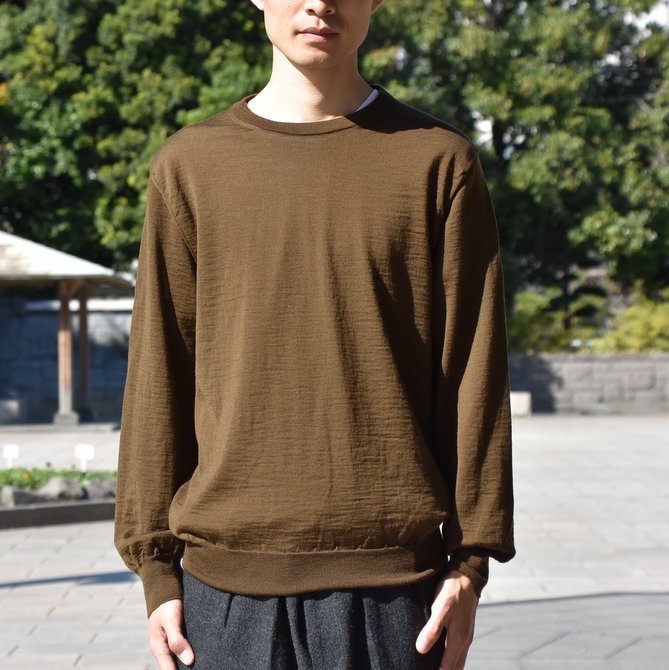 【2018 AW】COMOLI (コモリ) 18Gウールクルーネックニット -BROWN- #N03-06001(2)