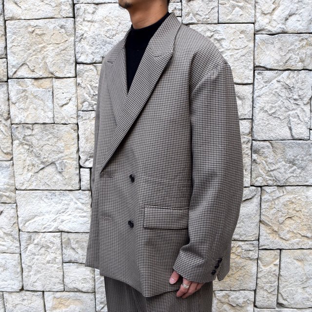 YOKE(ヨーク)/FIVE COLORS PLAID WOOL LOOSE DOUBLE BREASTED JACKET -BEIGE PLAID- #YK19AW0047J(2)