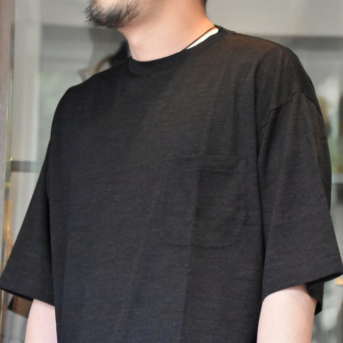 【2020 SS】COMOLI (コモリ) ウール天竺 半袖クルー#R01-05014 -CHARCOAL-(2)
