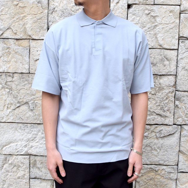 【2020 SS】AURALEE(オーラリー)/ HARD TWIST AMUNZEN DOUBLE CLOTH POLO -L.BLUE- #A20SP02KN(2)