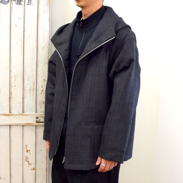 AURALEE(オーラリー)/ BLUEFACED WOOL DOUBLE CLOTH ZIP HOODIE -MIX CHARCOAL- #A20AB02BN(2)