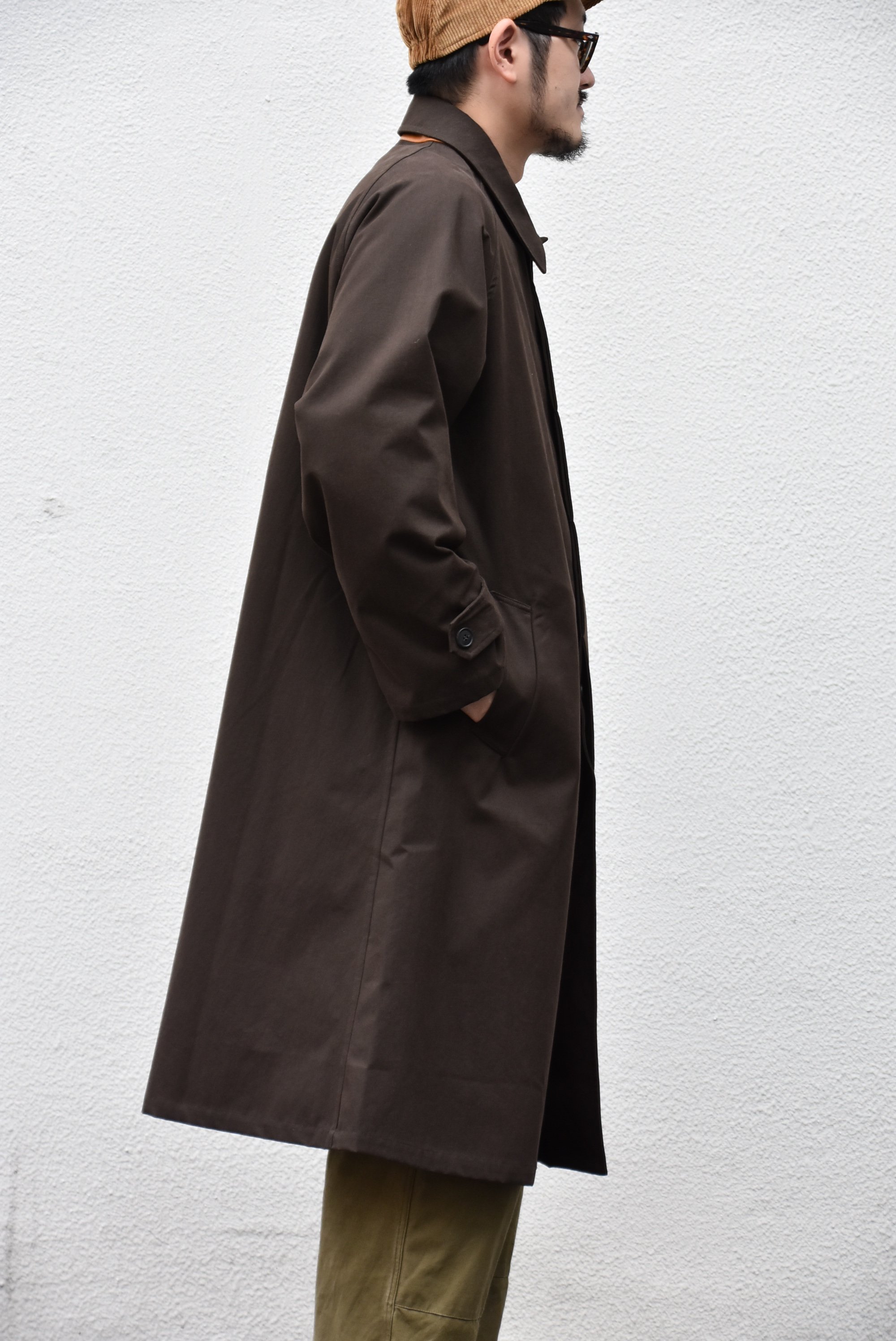 Cristaseya(クリスタセヤ)/ COTTON OVERSIZED TRENCH WITH LEATHER PATCH -BROWN- #01KA-CO-BR(2)