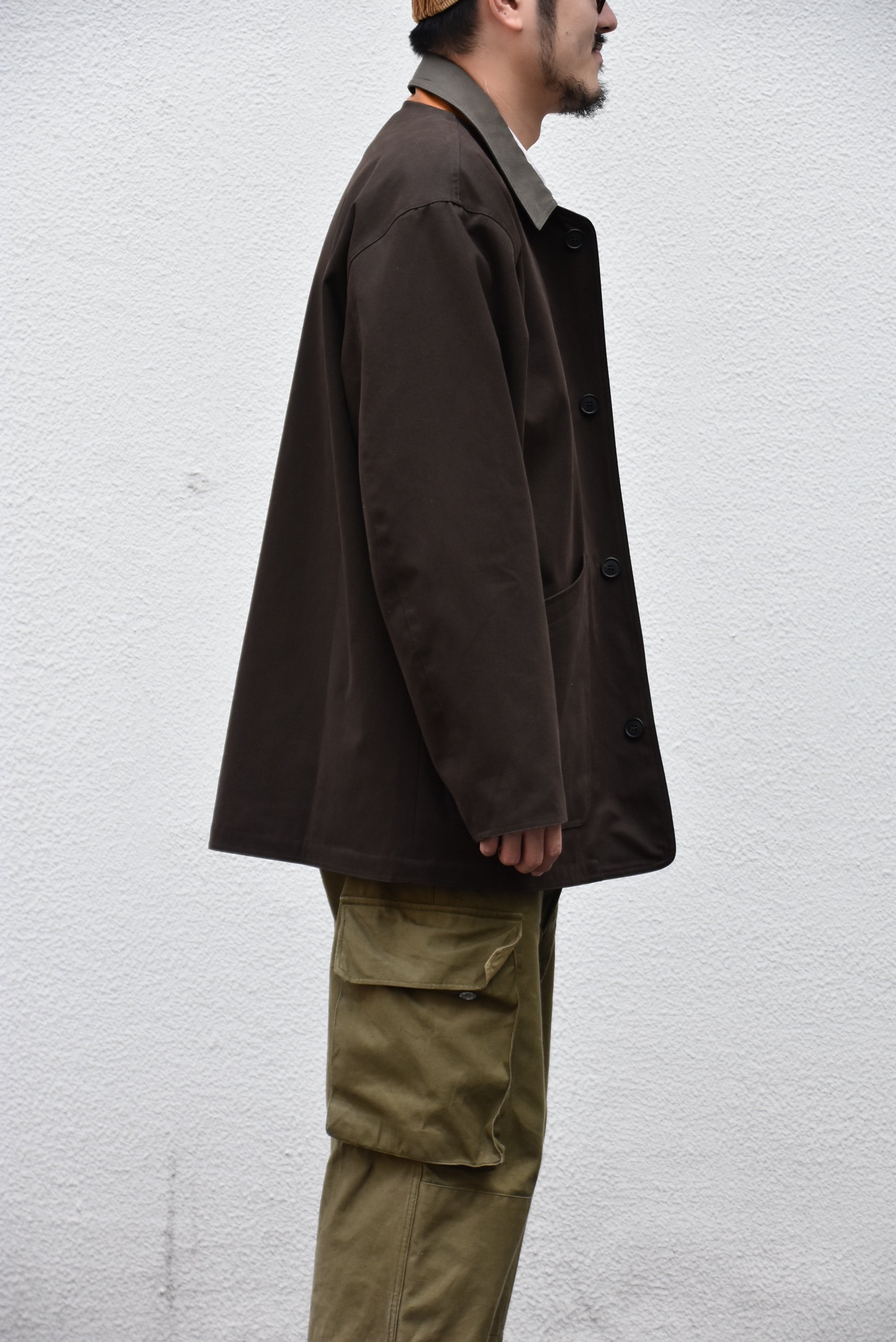 【2020】 Cristaseya(クリスタセヤ)/ COTTON OVERSIZED BLOUSON WITH LEATHER PATCH -BROWN- #07KA-CO-BR(2)