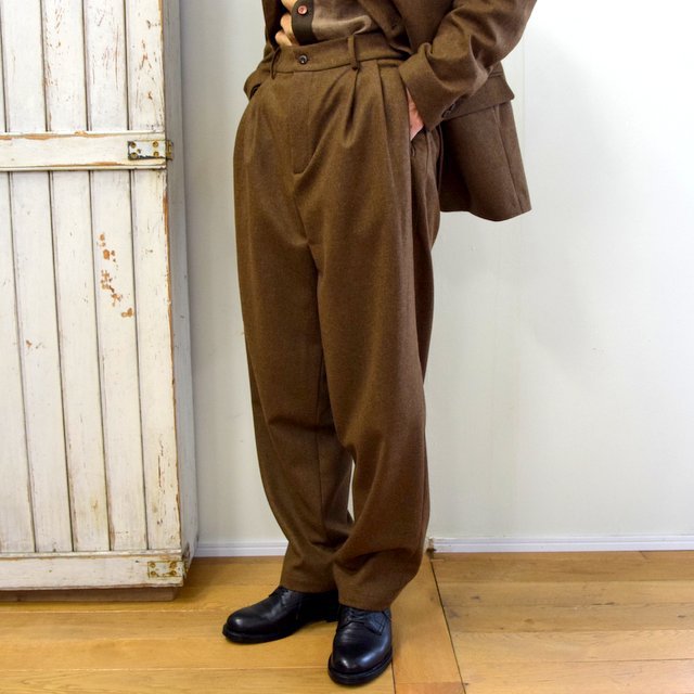 【2020】FRANK LEDER(フランクリーダー)/ LIGHT WEIGHT LODEN WOOL 2TUCK TROUSERS -BROWN- #0723028(2)