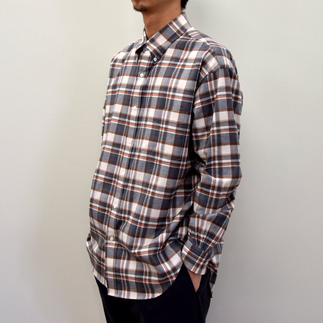 【2020】Graphpaper (グラフペーパー)/ THOMAS MASON FOR GP CHECK B.D BOX SHIRT -GRAY×ORANGE- #GM203-50180(2)