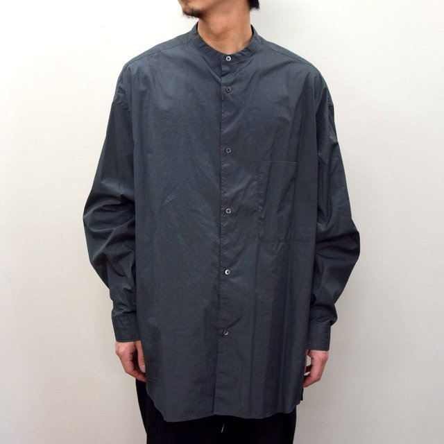 Graphpaper (グラフペーパー)/ BROAD OVERSIZED L/S BAND COLLAR SHIRT -CHARCOAL- #GM211-50111B-GR(2)
