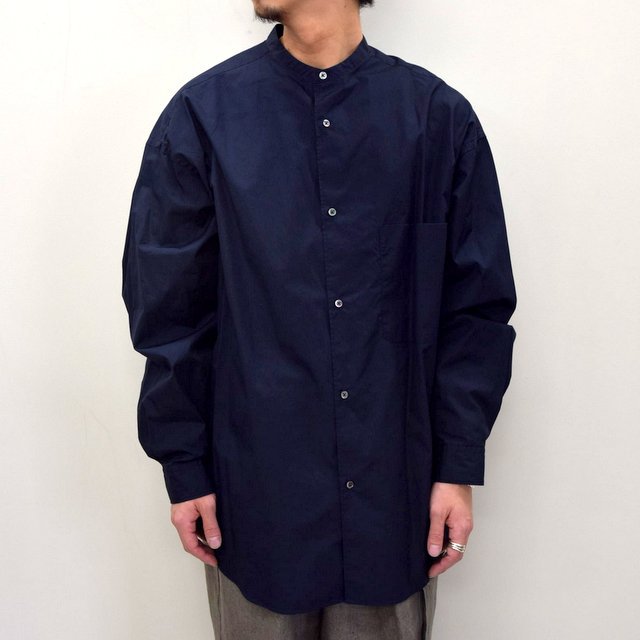Graphpaper (グラフペーパー)/ BROAD OVERSIZED L/S BAND COLLAR SHIRT -NAVY- #GM211-50111B-GR(2)