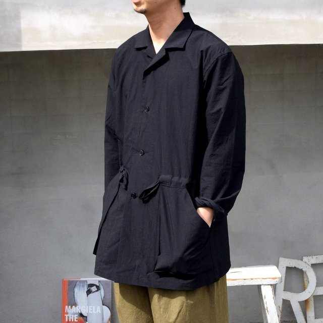 FRANK LEDER(フランクリーダー)/TRIPLE WASHED THIN COTTON SHIRT JACKET WITH DRAWSTRING -BLACK- #0916082(2)