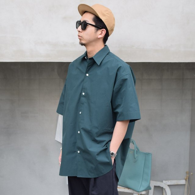 STUDIO NICHOLSON(スタジオニコルソン)/ SORONO POWDER COTTON OVERSIZED S/S SHIRTS -WAKAME- #SNM-567(2)