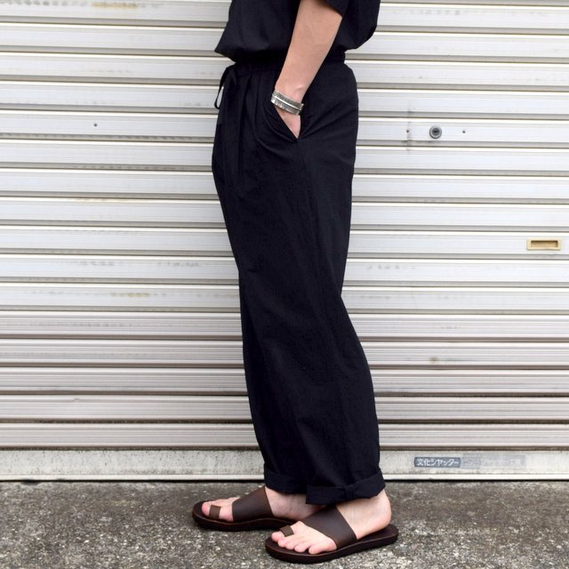 FRANK LEDER(フランクリーダー)/ TRIPLE WASHED THIN COTTON DRAWSTRING TROUSERS -BLACK- #0913090-99(2)