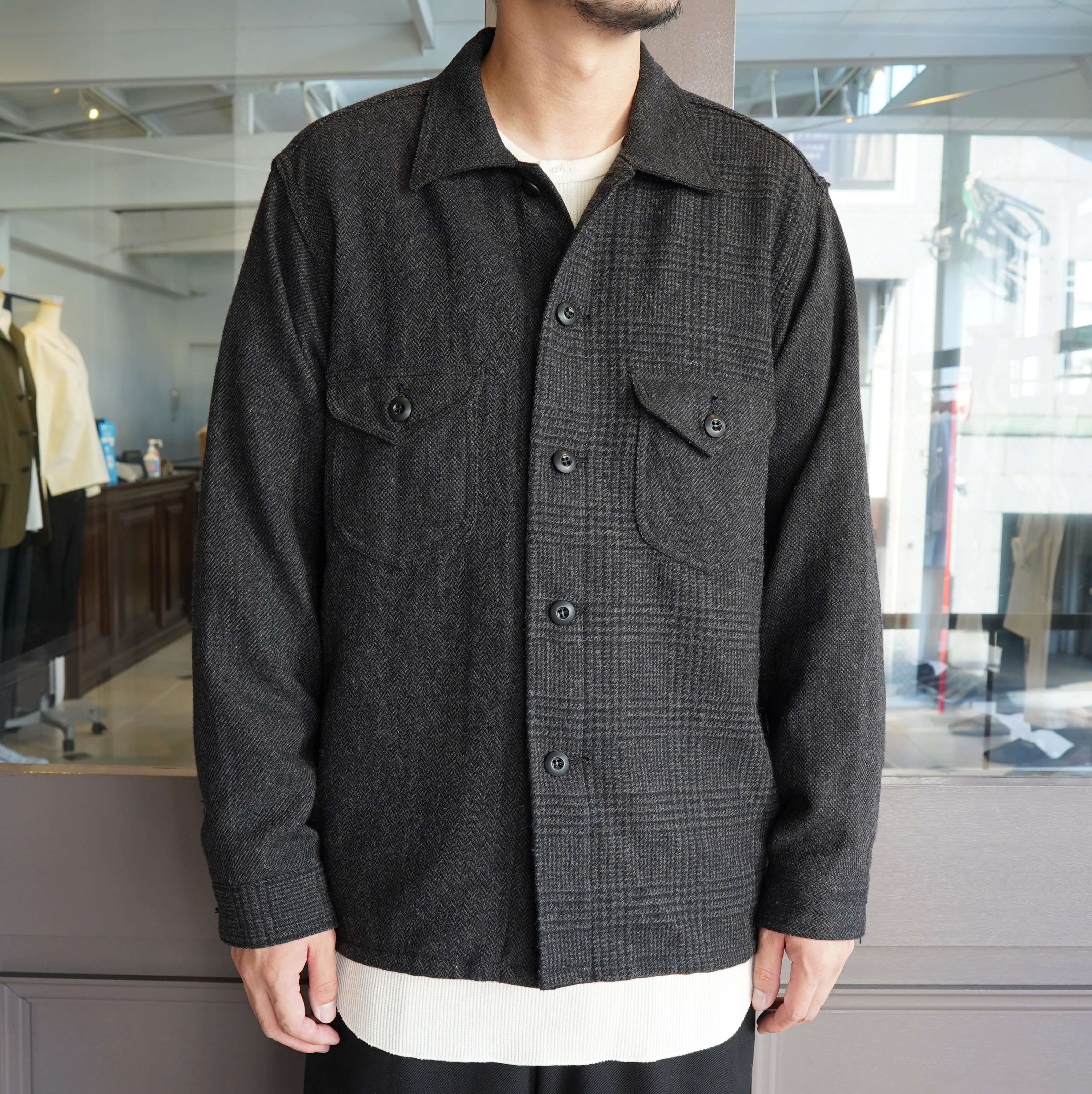 South2 West8(サウスツーウエストエイト)/Smokey Shirt TWEED/CRAZY PATTERN -CHARCOAL- #JO792(2)