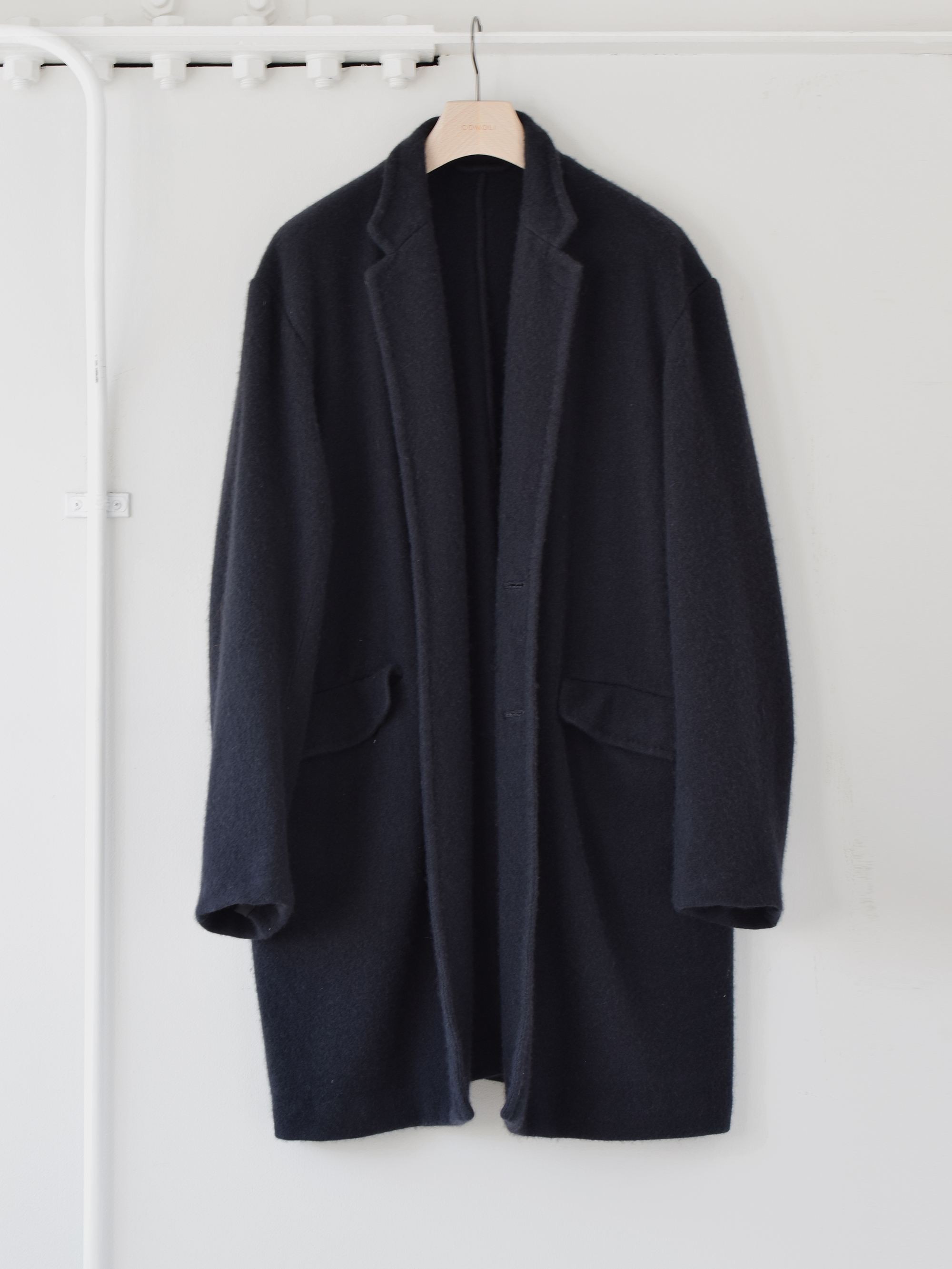 COMOLI (コモリ)/ 製品染カシミヤチェスターコート -NAVY- #U03-04006 (2)